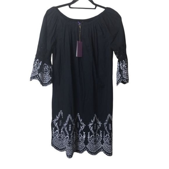 Amita Naithani Black and White Embroidered Tunic Mini Dress One Size (S-L) NWT - Picture 4 of 6